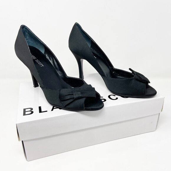 BLAKE SCOTT | Desmond Black Peep Toe Pump Dress Heel 7 - Picture 10 of 10